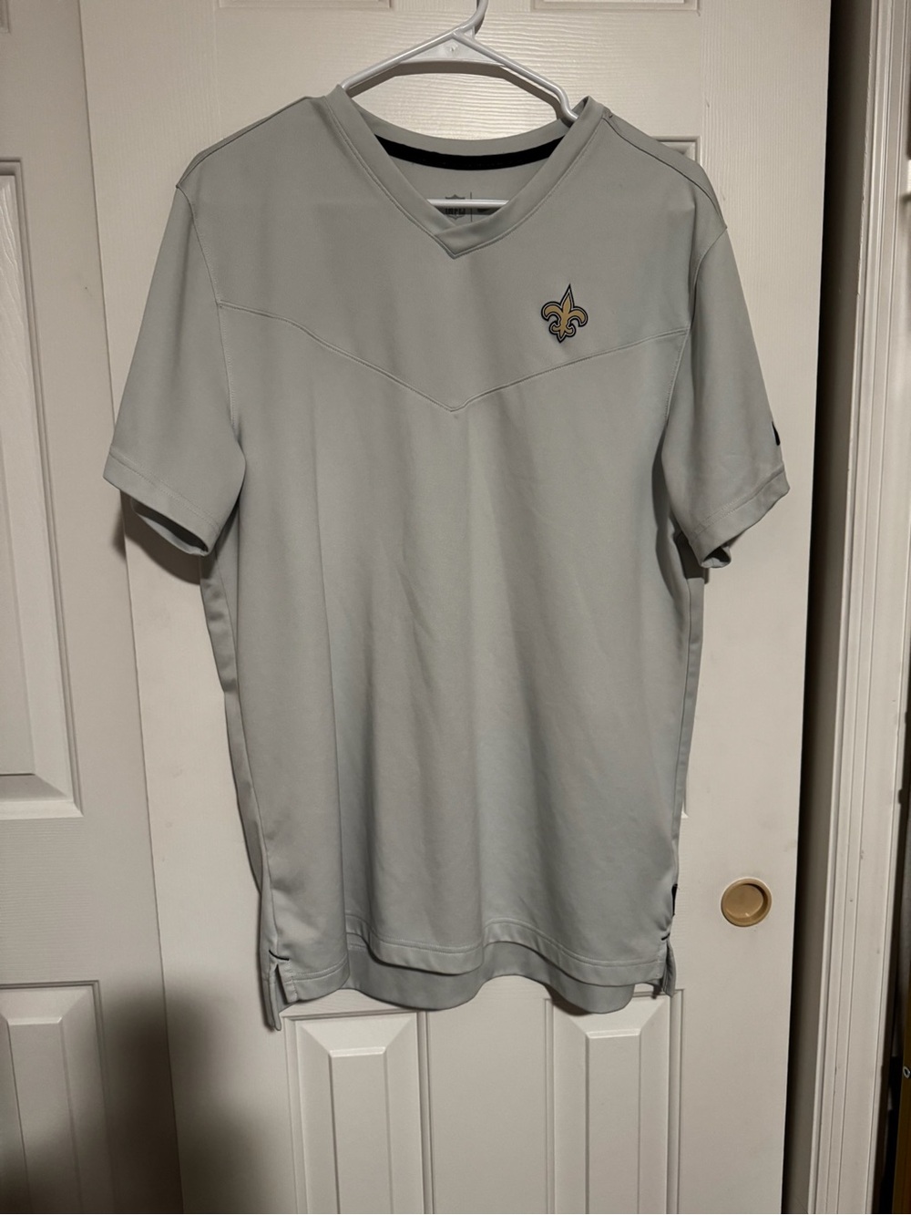 NFL Light Gray New Orleans Saints Short-Sleeve V-Neck Performance Shirt